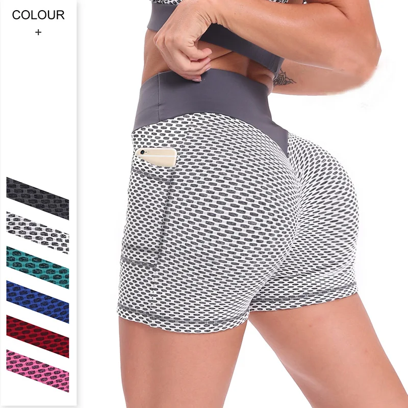 

Спортивная одежда для фитнеса и бега, женские летние трёхточечные штаны с высокой талией и набедренными карманами