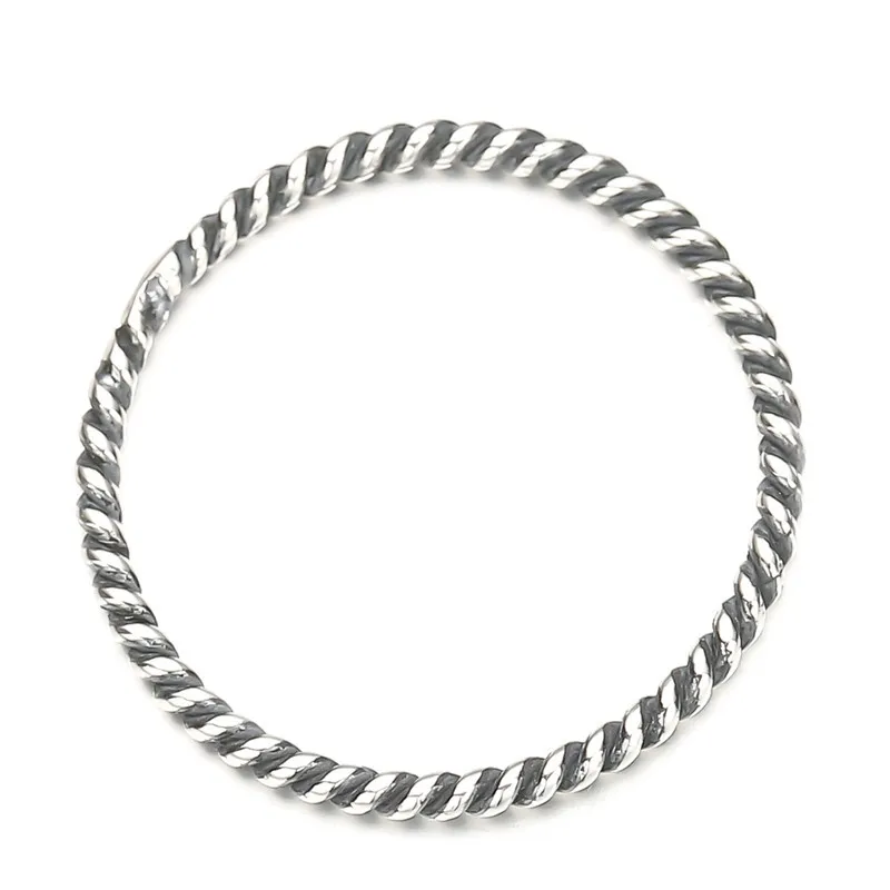 

Sodrov S925 sterling silver twist twisted line ring joint Thai silver Japanese and Korean circle fashion trend ring