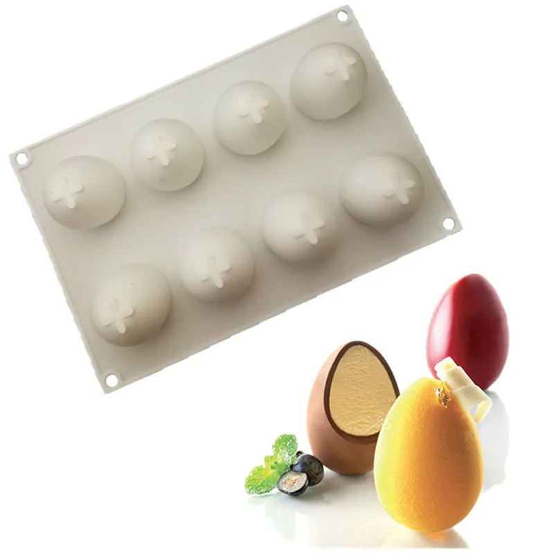 

5/8 Holes 3D Egg Shape Silicone Cake Mold DIY 3D Oval Mould Cupcake Cookie Muffin Soap Moule Baking Tools Mold