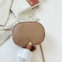 retro creamy yellow small round bag 2021 summer new soft leather casual mini coin purse mobile phone bag shoulder messenger bag