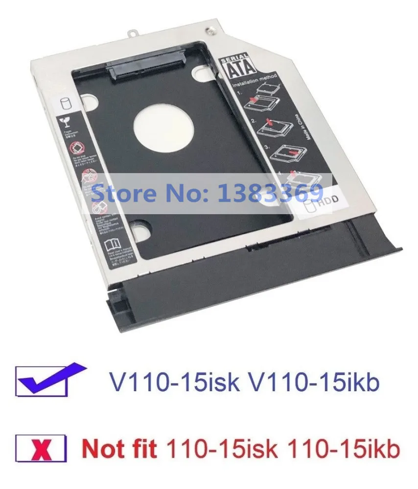 SATA 2nd Hard Drive SSD HDD Module Caddy Frame Adapter for Lenovo V110-15AST V110-15IAP V110-15IKB V110-15ISK With Bezel Bracket |