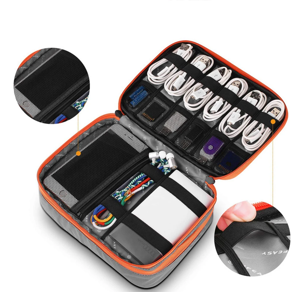 portable electronic accessories travel case cable organizer bag for ipad iwatch iphone strap cable power usb flash drive charger free global shipping