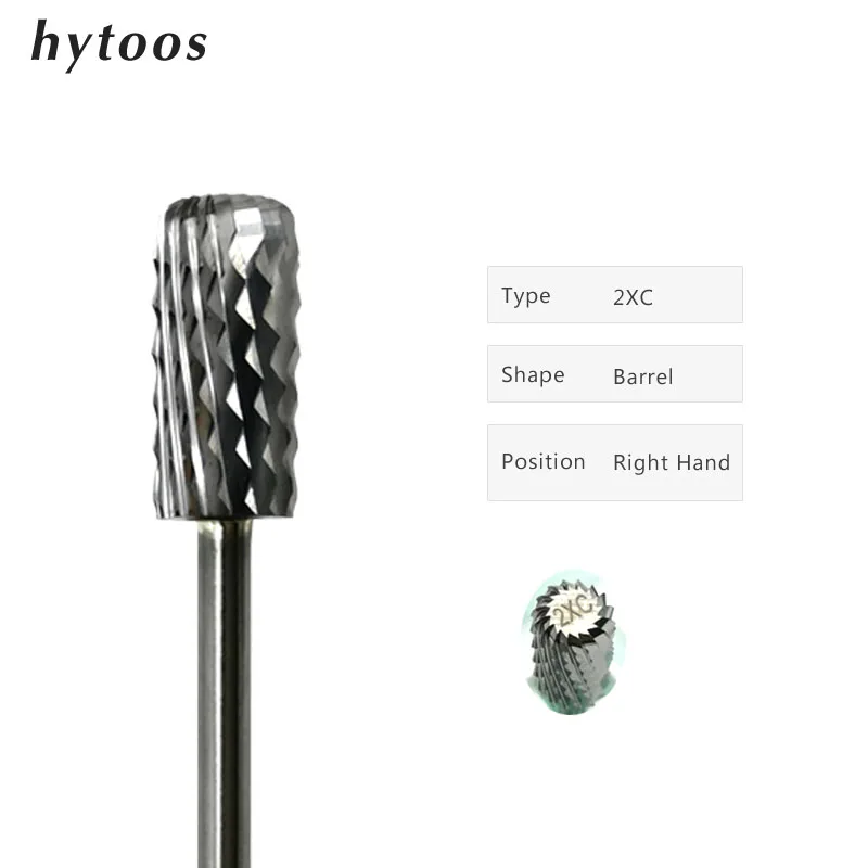 

HYTOOS 2XC Dust Proof Bits D4S Cut Barrel Electric Nail Drill Tungsten Carbide Nail Bit Manicure Burr Nails Accessories Tools