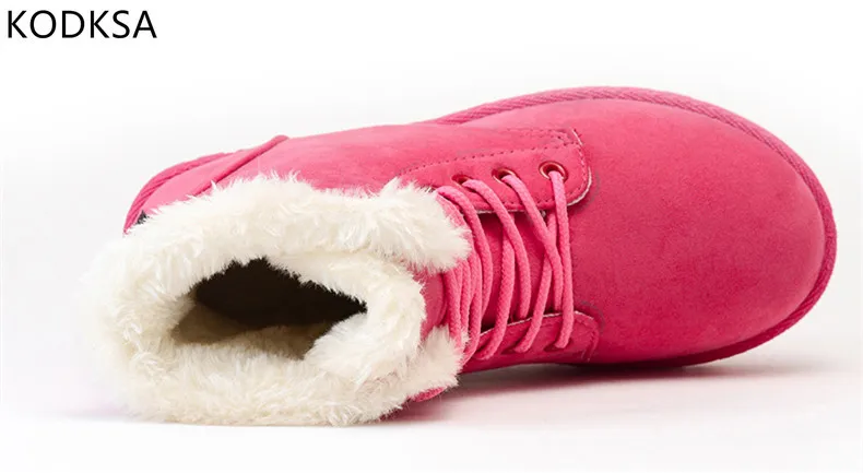 

2021 Women Winter Snow Boots Warm Flat Plus Size Platform Lace Up Ladies Women's Shoes New Flock Fur Suede Ankle Boots Female
