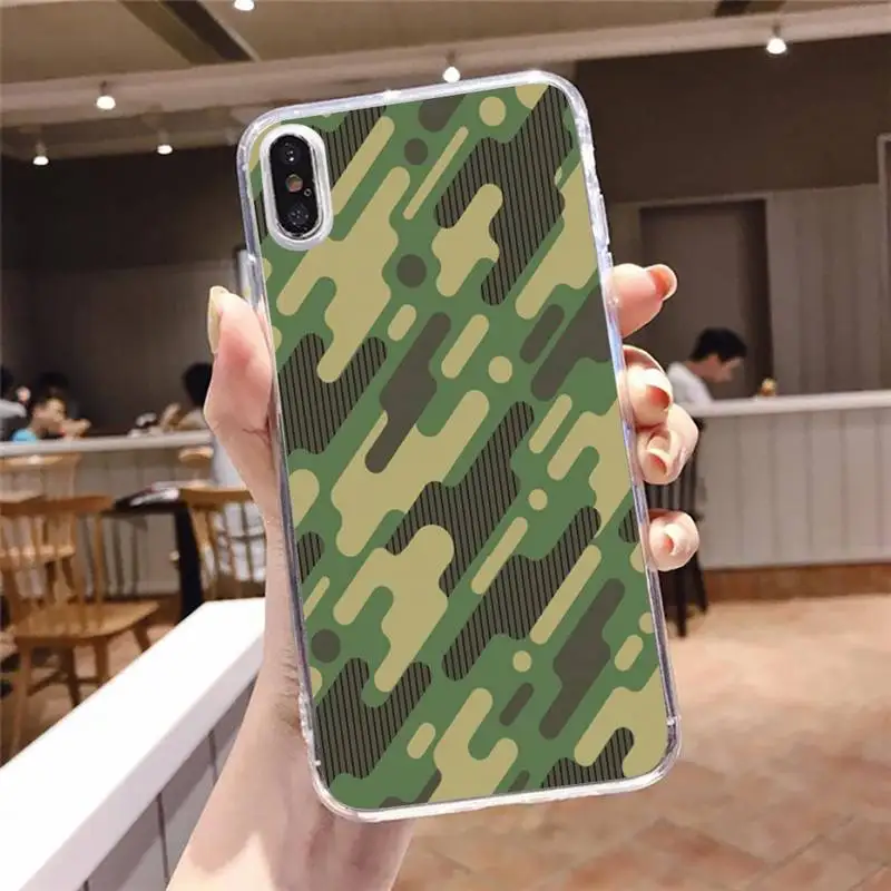 

Camouflage Pattern Camo military Army Phone Case Transparent soft For iphone 5 5s 5c se 6 6s 7 8 11 12 plus mini x xs xr pro max