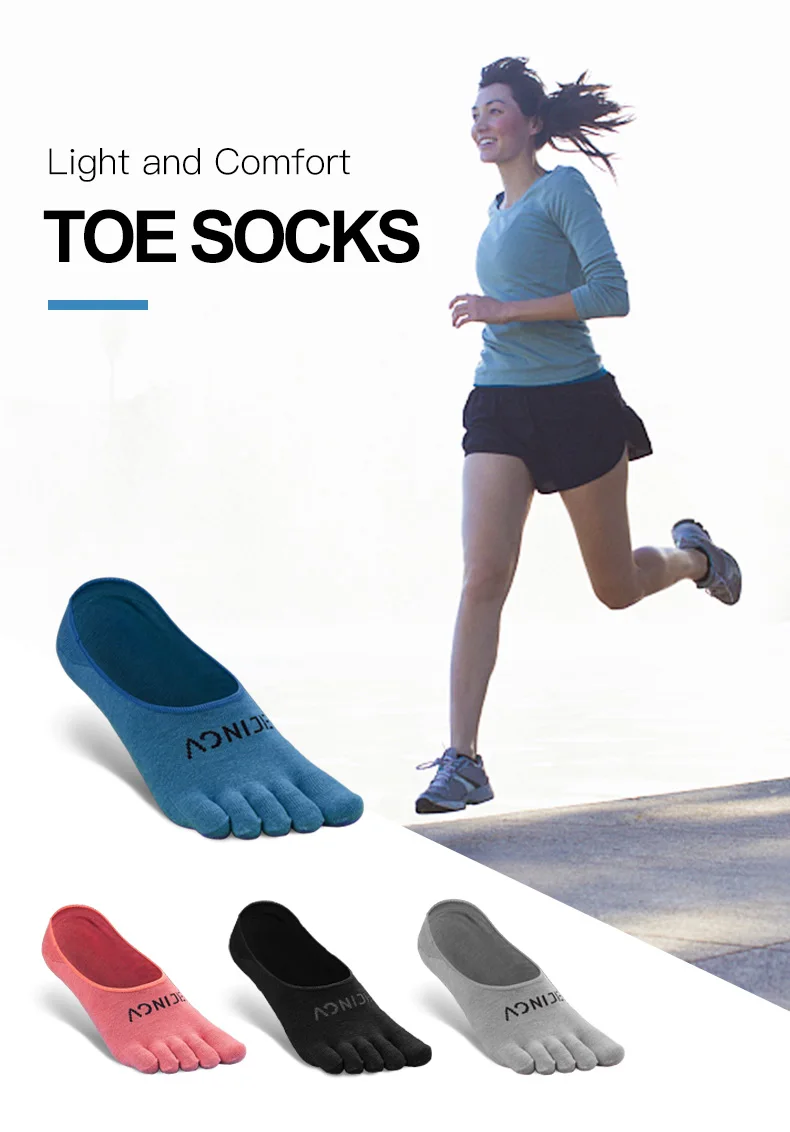 AONIJIE E4803 One Pair Sports Invisible Five toes Socks Antiskid Low-cut Liners Socks For Barefoot Running Shoes Marathon