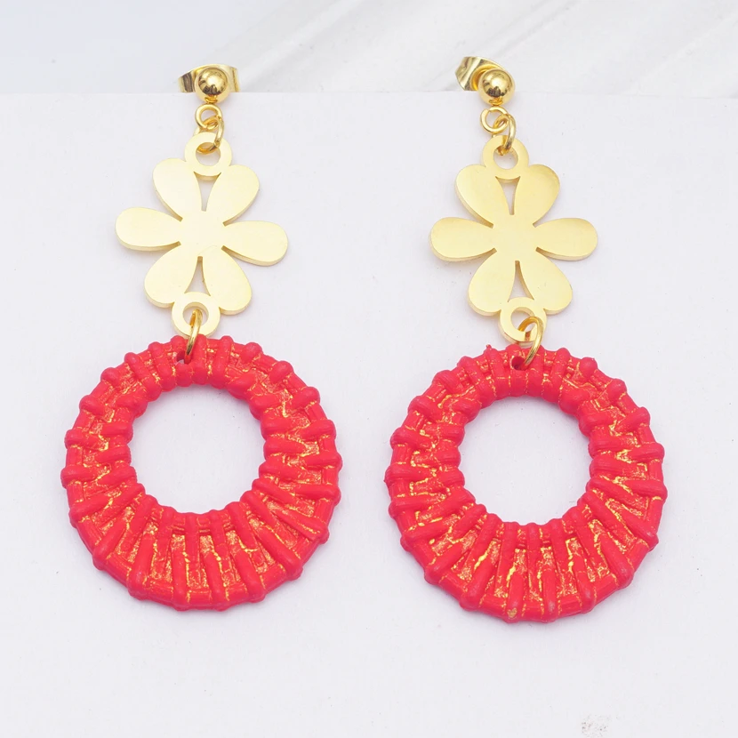 Модная плетеная ткань золотого цвета летние богемные серьги для женщин brincos