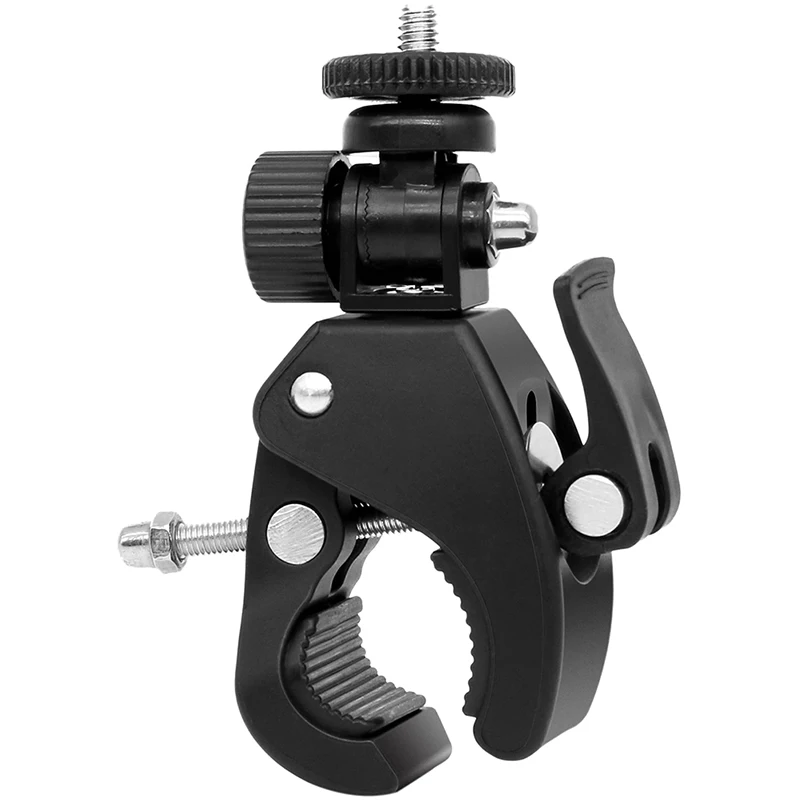 

Black 1/4 Camera DV DSLR Bike Bicycle Handlebar Clamp Bracket Tripod Mount Screw Clip For Camera DV For Gopro