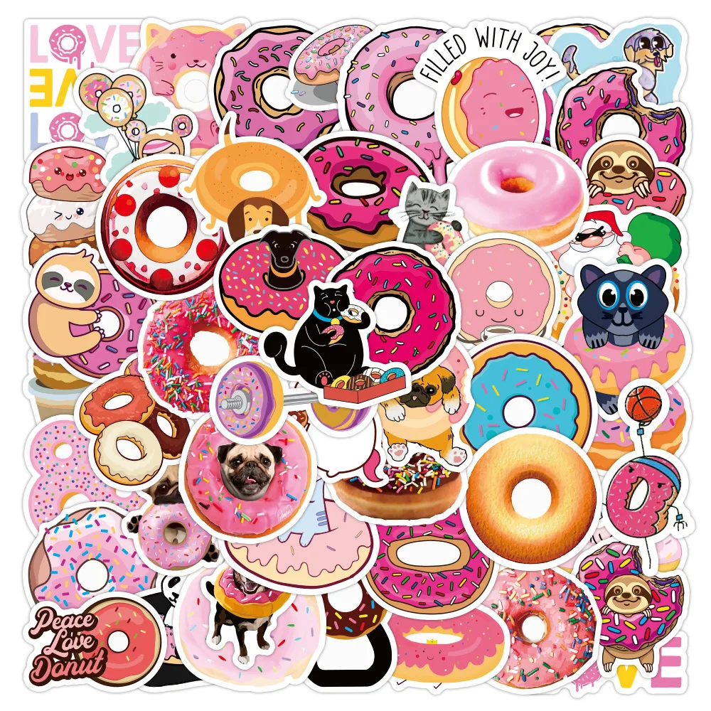 

10/50PCS Cute Pink Donuts Stickers Animal Cartoon Stickers Aesthetic Laptop Phone Guitar Bottle Girl Graffiti Sticker Decal Toy