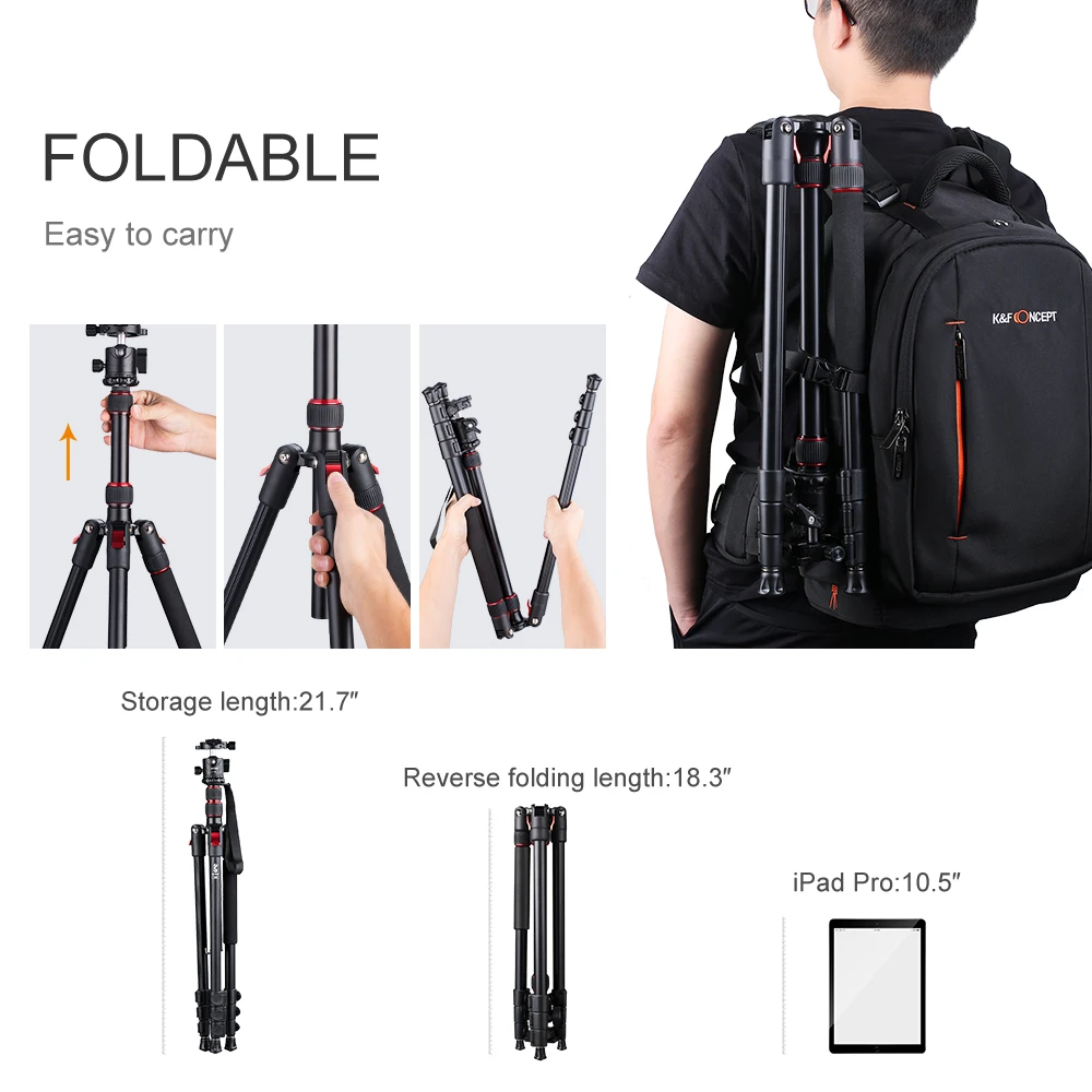K& F концепция 7" DSLR камера штативы Алюминиевый Дорожный штатив монопод с 360 ° шаровой головкой 1/4" быстросъемная пластина для Canon Nikon