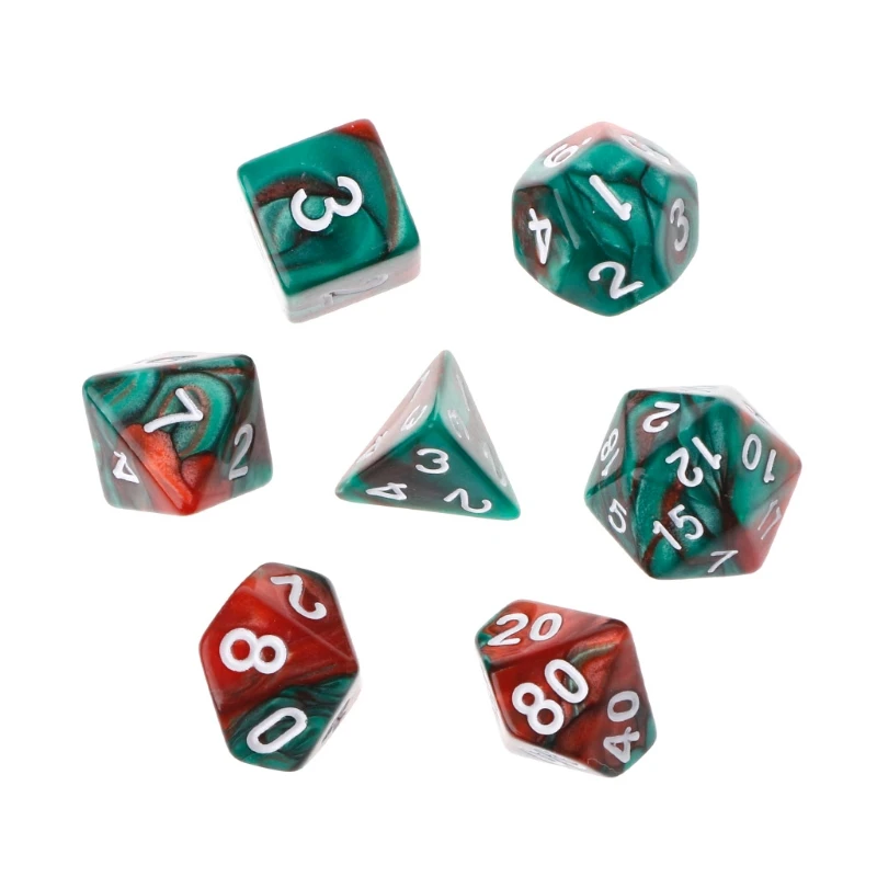 

270C 7pcs/Set Acrylic Polyhedral Dice For TRPG Board Game D4-D20