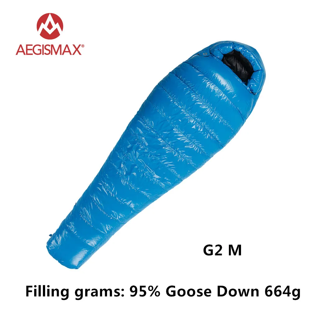 AEGISMAX G серия 95% белый гусиный пух Мумия зимний спальный мешок для кемпинга сверхлегкий дизайн перегородки сплайсинга удлиненный FP800 - Цвет: G2 M blue