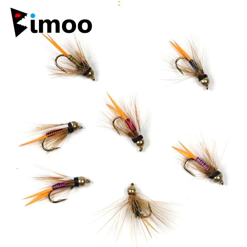 Бимоо 12 шт. # латунные бусины головы принц Нимфа рыболовные крючки в виде мухи для
