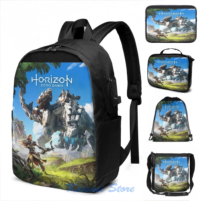 Забавный графический принт Horizon Zero Dawn(2) рюкзак с USB-зарядкой для мужчин и женщин