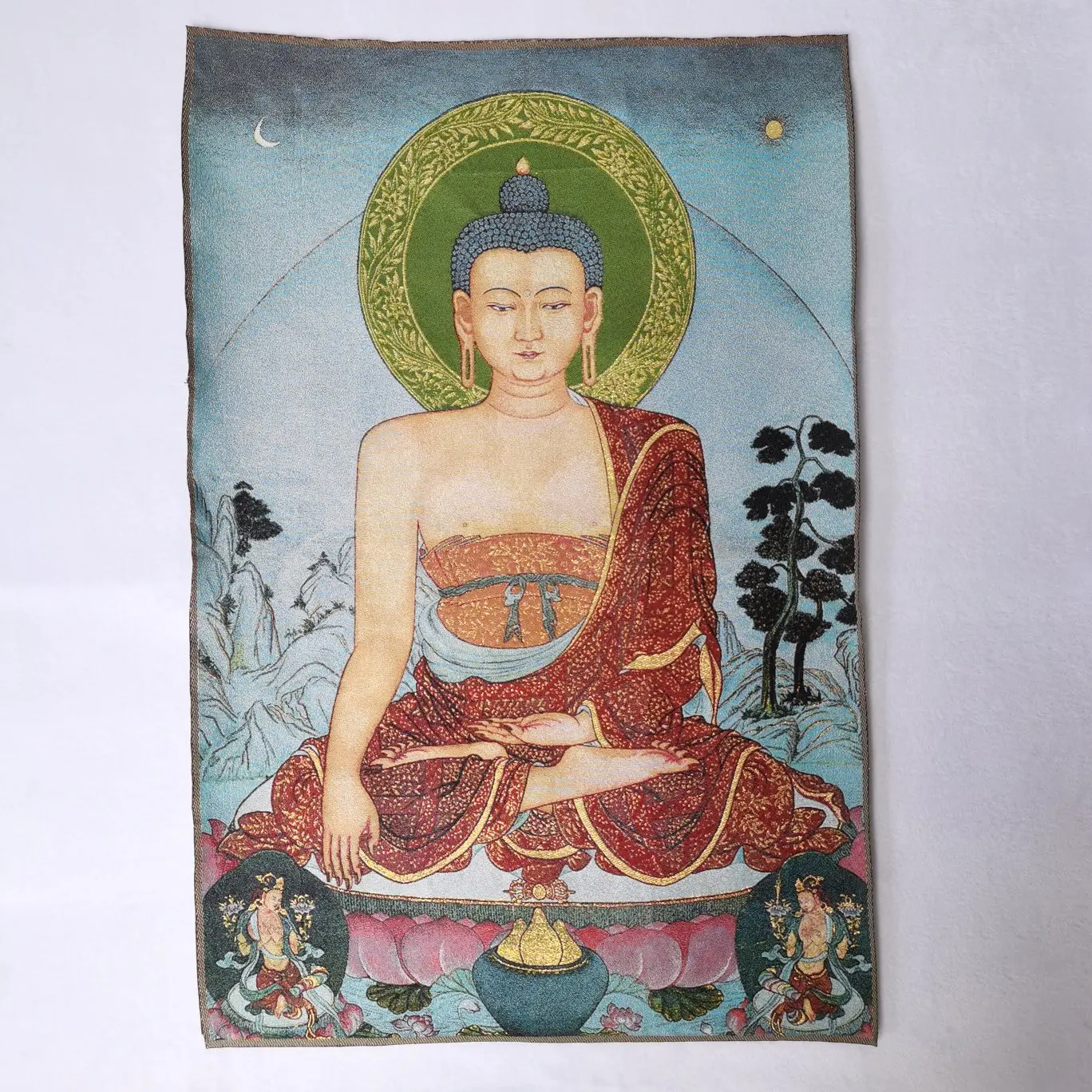 

Шелковая вышивка Thangka, фэншуй, богатство «Будда Бодхисаттва», роспись, ручная работа, домашнее украшение, #10