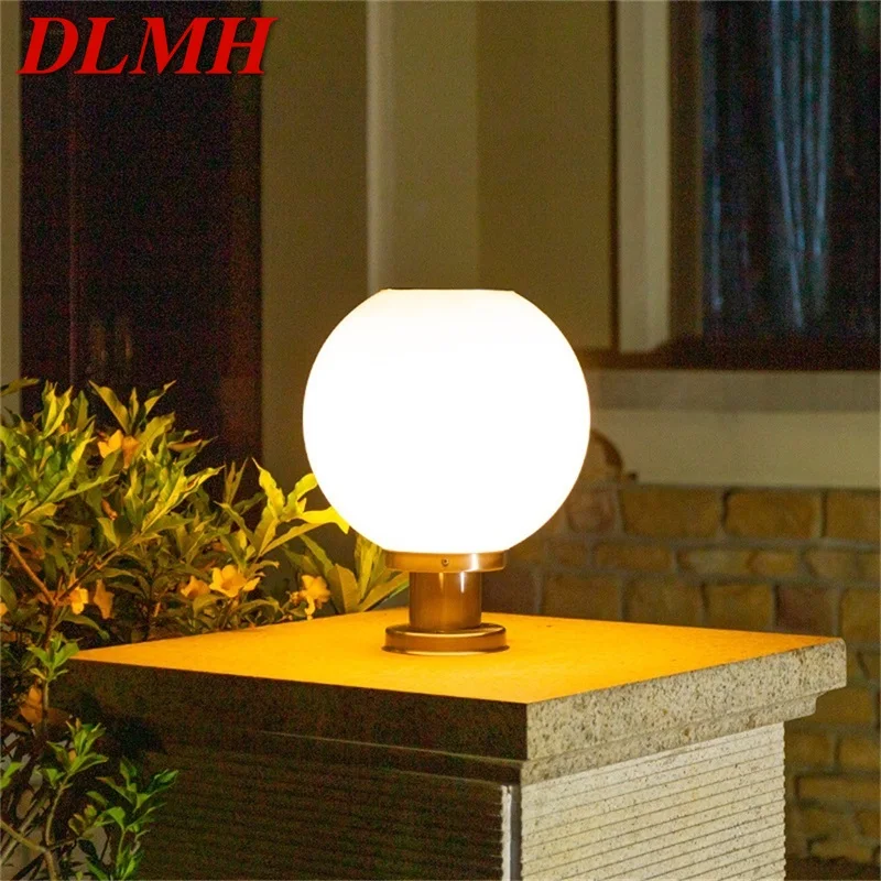 

DLMH Outdoor Solar Modern Wall Light LED Globe Shade Waterproof Pillar Post Lamp Fixtures for Home