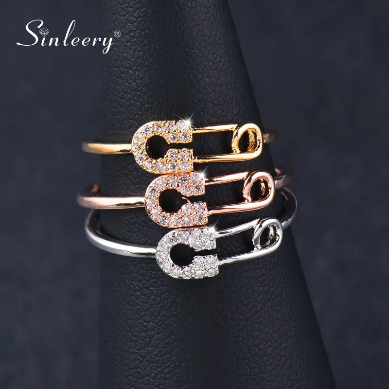 SINLEERY уникальный дизайн крошечные кристаллы в форме булавки миди кольца цвета