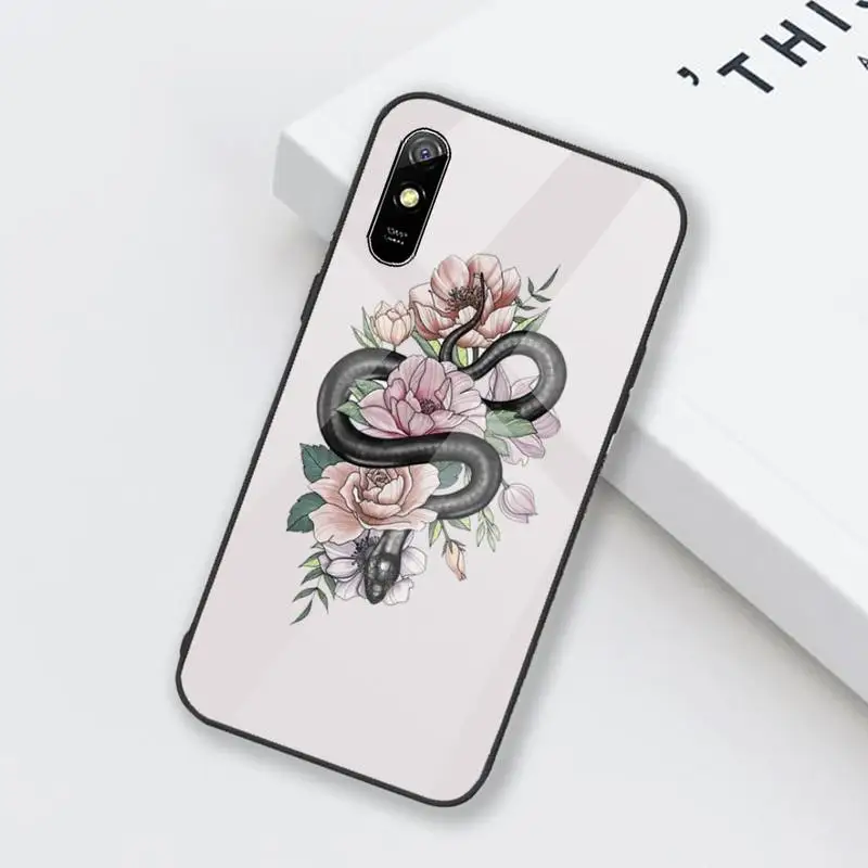

snake Phone Case Tempered glass For xiaomi Redmi 4X 5 6 6A 8 8SE MIX 2 2S Note 3 4 5 6 7 PLUS PRO
