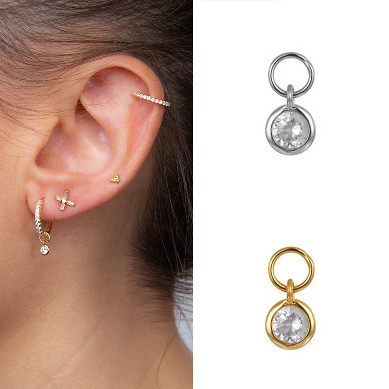 

1 pcs Simple Cute Star Moon Heart Drop Earrings Pendant Women Gold Silver Crystal Moon Round Zircon Pendant Earrings Jewelry A30