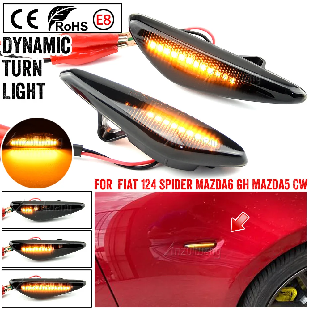 

For Mazda6 GH Mazda5 CW RX-8 MX-5 ND Car LED Dynamic Side Marker Light Turn Signal Lights Blinker For Fiat 124 Spider Abarth