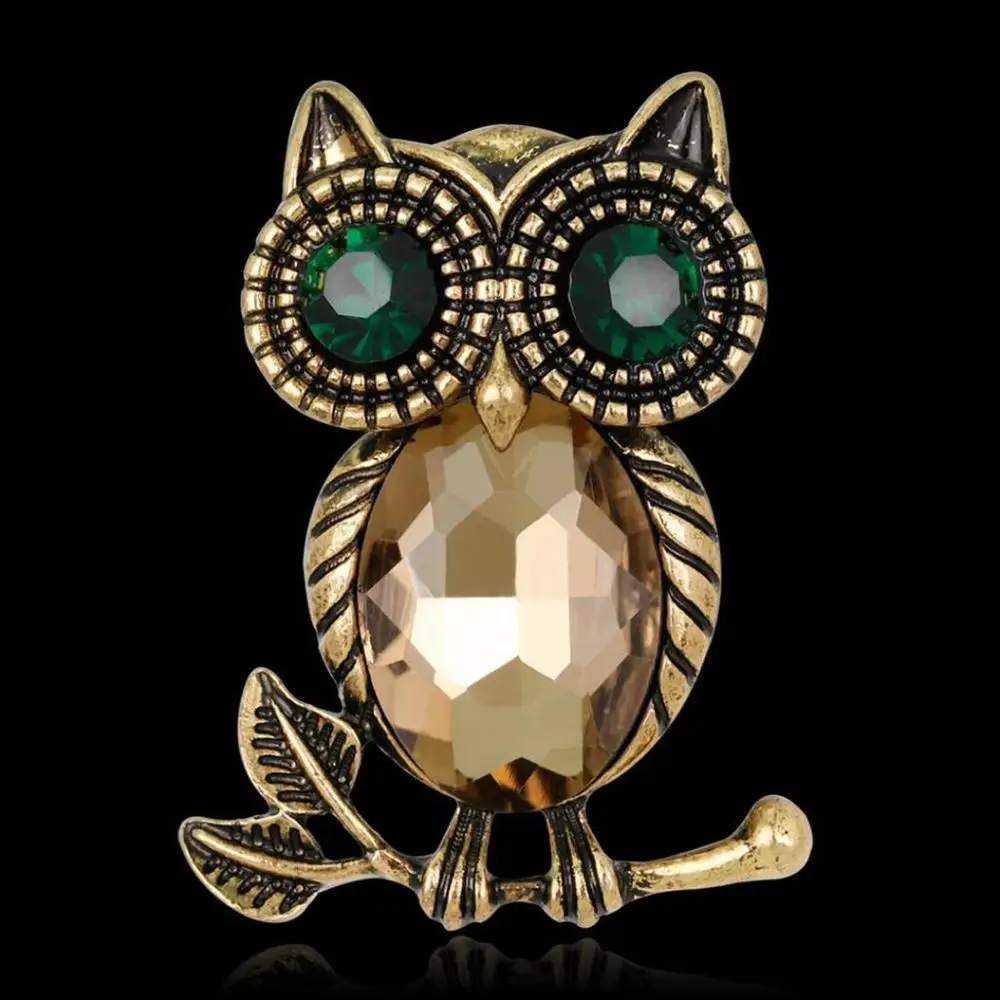 Новинка женские Ретро Стразы хрустальные Мультяшные животные брошь в форме совы