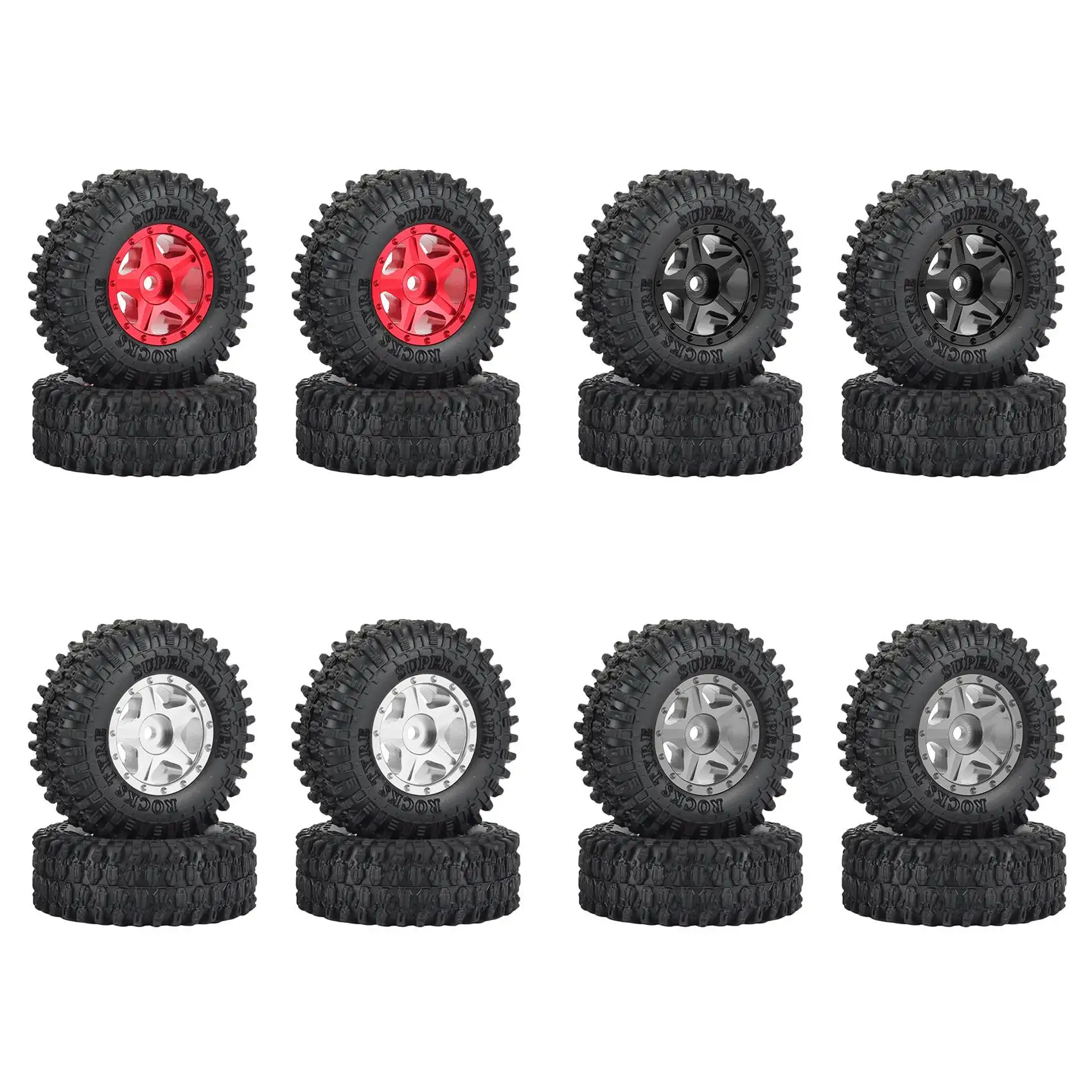 

4PCS 51x18mm 1.0Inch Beadlock Wheel Rims Tires Set for 1/24 RC Crawler Car Axial SCX24 90081 AXI00001 AXI00002 Parts