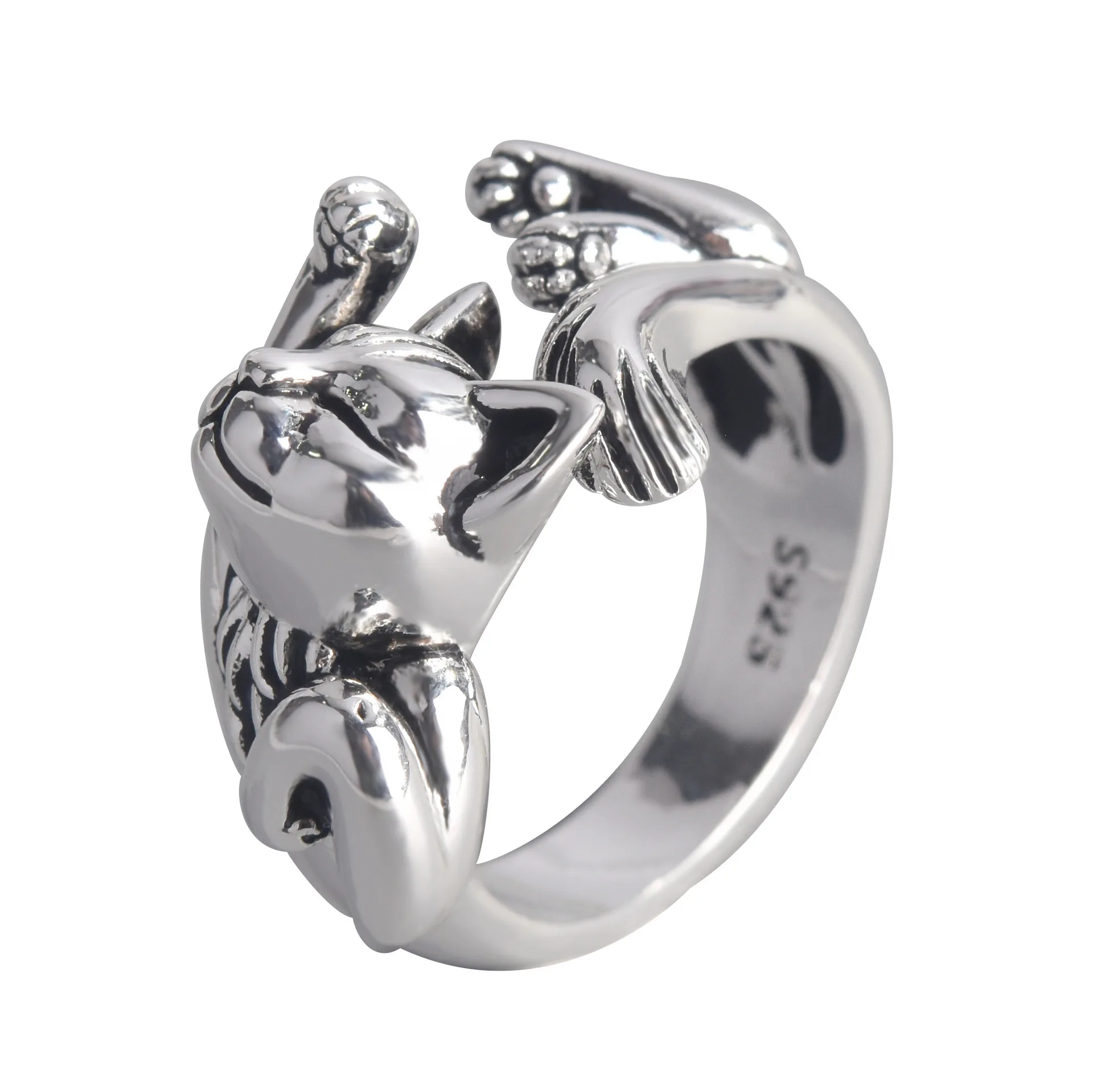 

Cute Fortune Cat Shape Women Opening Rings Silver Color Dance Party Finger Ring Delicate Girl Gift New Fashion Jewelry