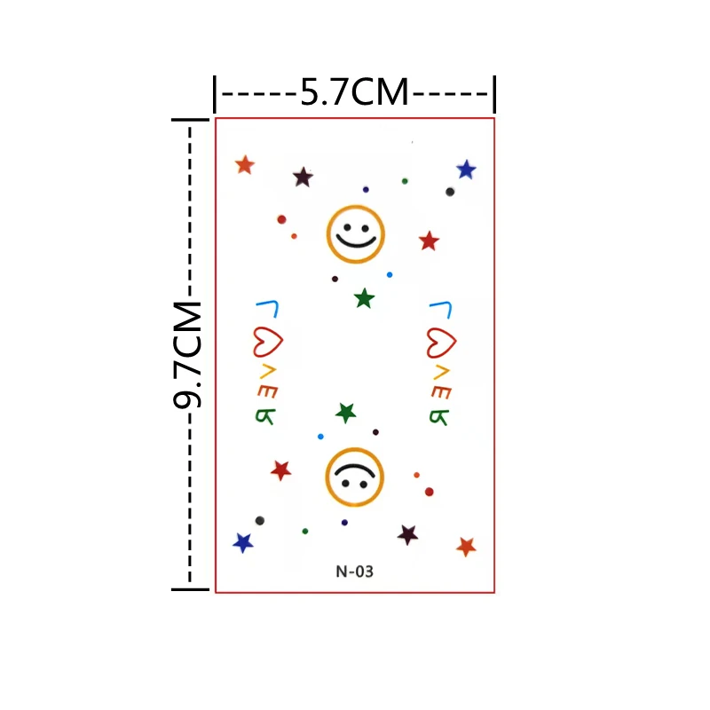 2Pcs Temporary Tattoo Sticker Cute Color Smile Face Rainbow Waterproof False Tattoo Decal Boy Girl Arm Leg Shoulder Body Art