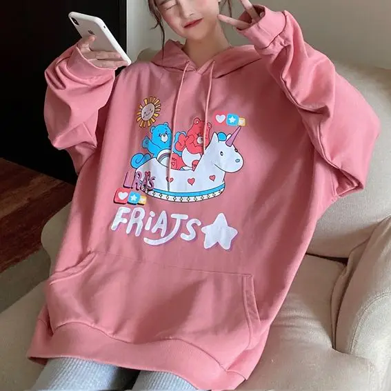 

Oversized Hoodie Gothic Harajuku Kawaii Anime Print Hoodie Jacket Women Spring And Autumn Long-Sleeved Hoodie Girl Clothes y2k