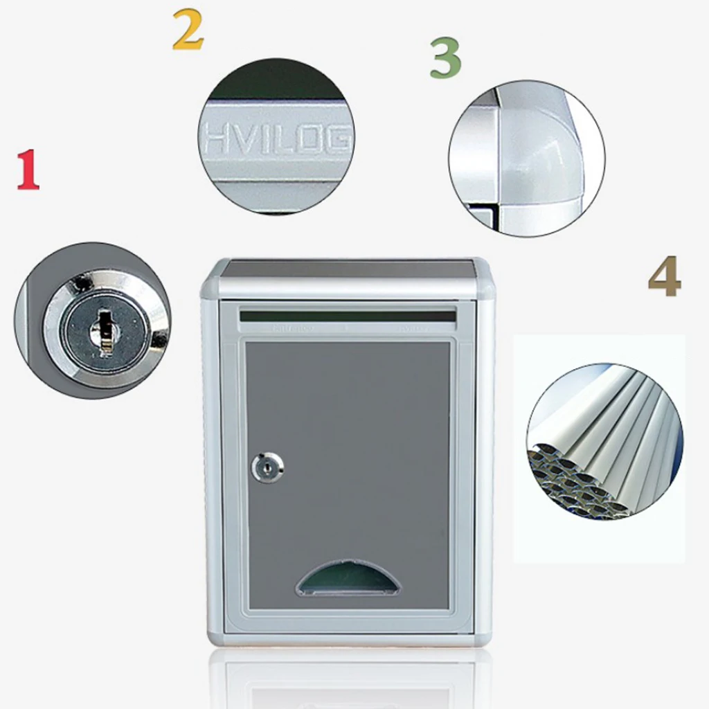 

Wall Mounted Garden Letter Box Mailbox-Gray -8.16 x 4.13 x 11.22 inch
