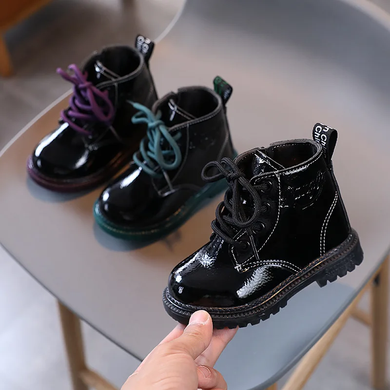 

Новые модные однотонные ботинки SUOVEKGO, Детские мотоциклетные ботинки 2020, высококачественные крутые Нескользящие ботинки для маленьких дево...