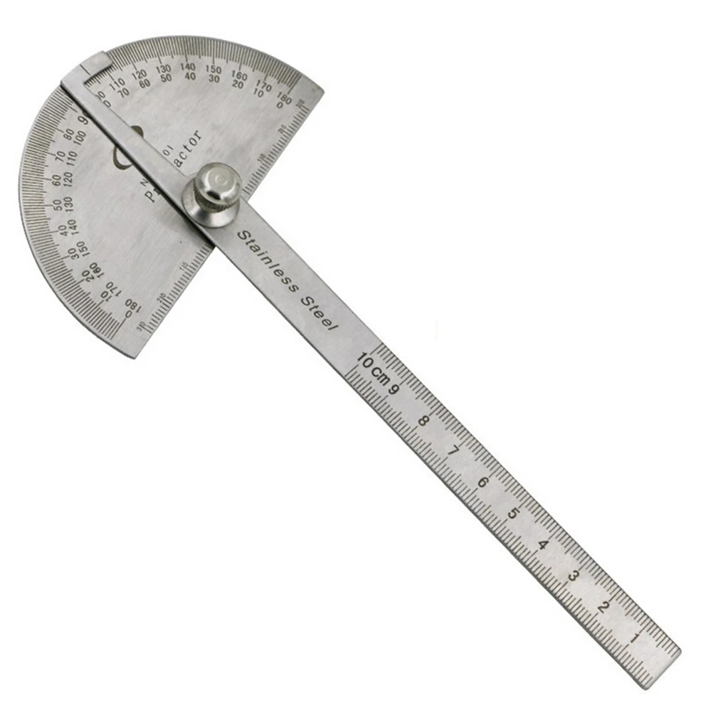 

1pcs Professional 0-180 Degrees Protractor Stainless Steel Round Head 10cm Ruler Measuring & Gauging Tools Protractor
