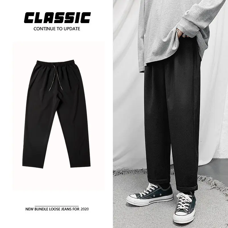 

Spring Summer Straight Casual Pants Men's Fashion Society Mens Suit Pants Korean Loose Gray Black Dress Pants Men M-2XL