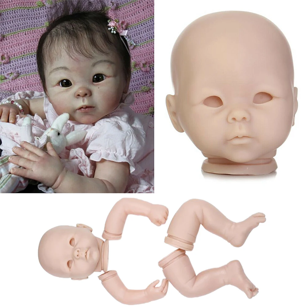 

19inch Toys Reborn Baby Doll Kit Newborn Unfinished 3/4 Limbs DIY Mold Head Non Toxic Birthday Gift Soft Vinyl Unpainted