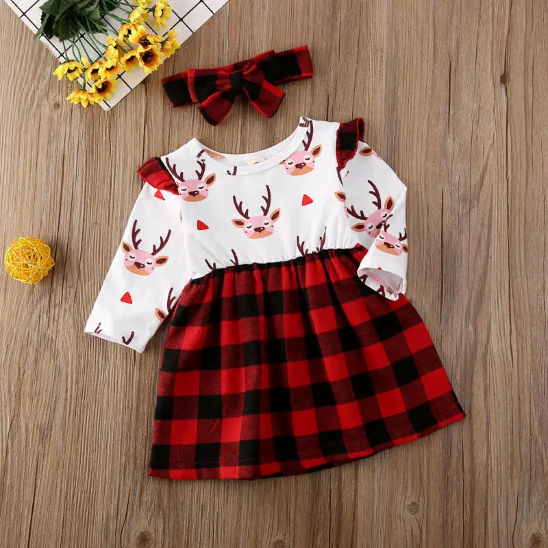 2 шт. красное клетчатое платье с длинным рукавом для новорожденных | Мать и