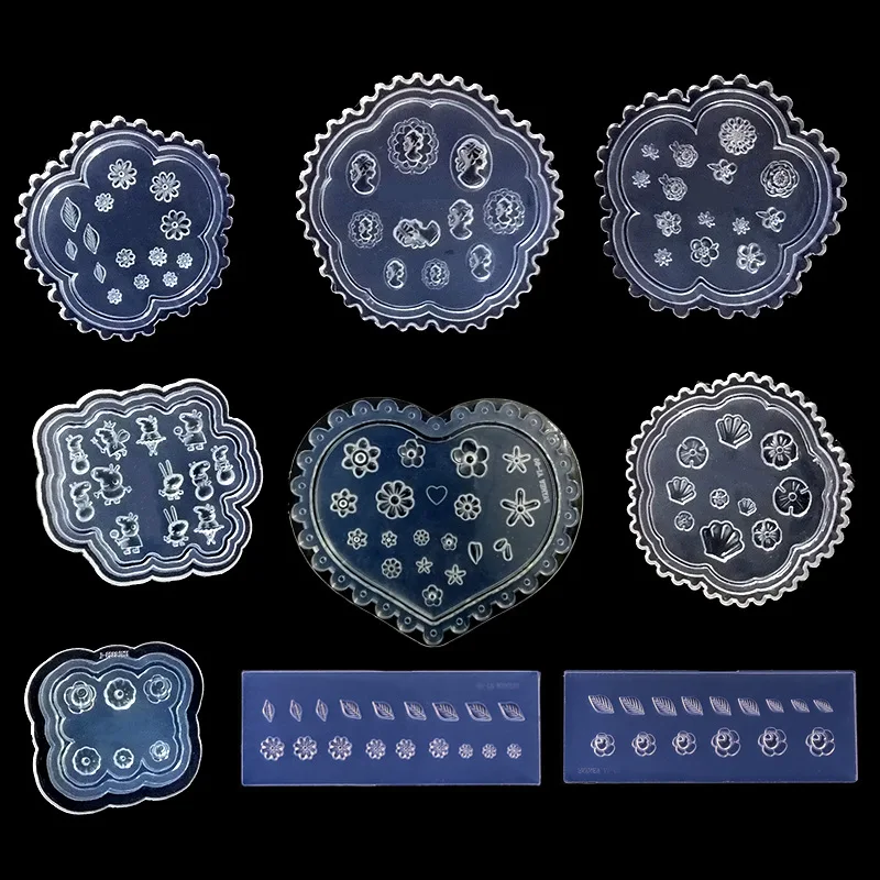 

12 Types 3D Silicone Acrylic Nail Carved Mold For Nail Art Decorations DIY Design Silicone Nail Art Templates Pattern Nails Art