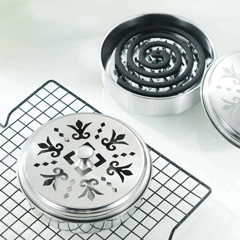 

Stainless Steel Fireproof Mosquito-repellent Incense Coil Tray Net Rack Box
