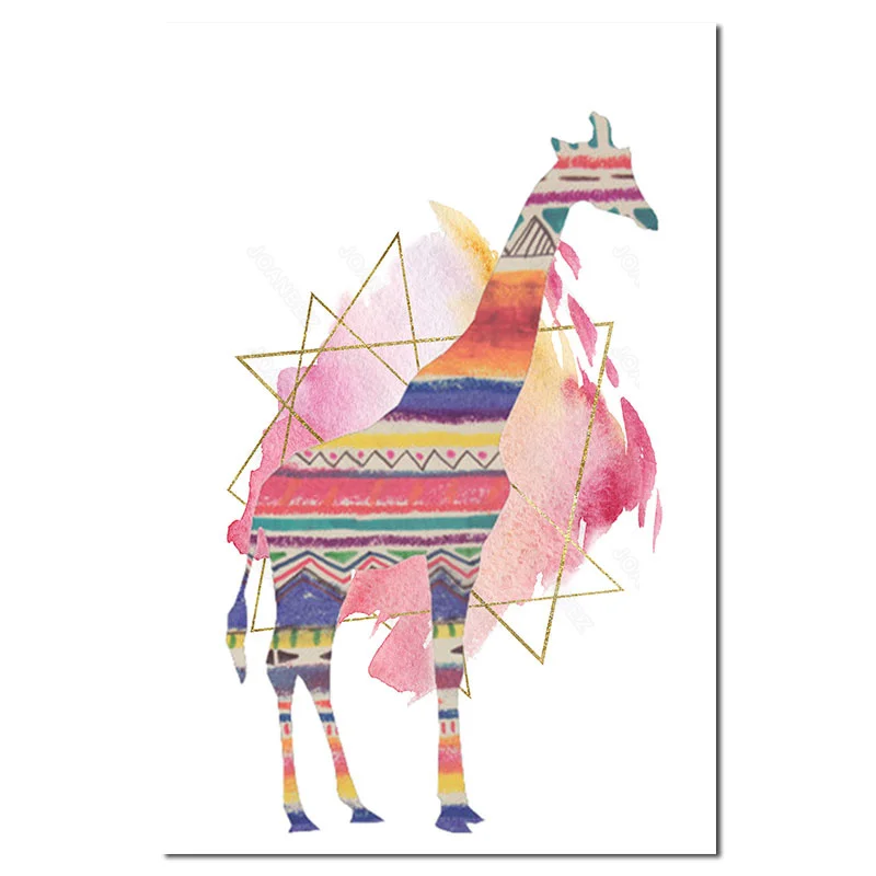 

Colorful Drawing Three-Dimensional Deer Cartoon Design Nordic Style Background Decorative Painting Living Room Wall Decorative