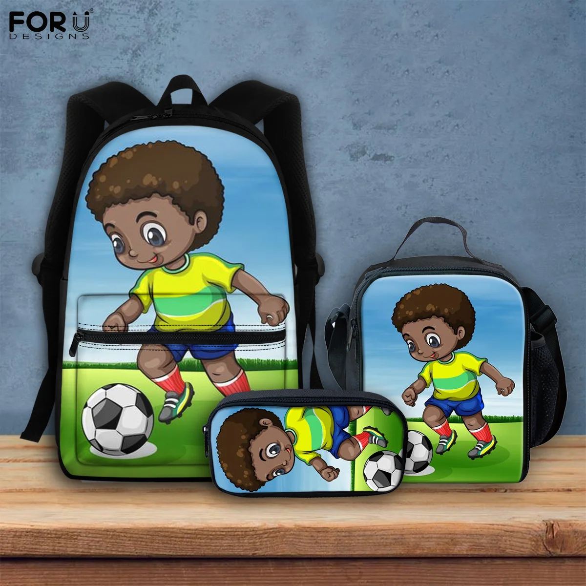 

Лидер продаж, набор из 3 сумок для книг FORUDESIGNS для подростков, мальчиков, студентов, модные африканские мальчики, дизайнерские рюкзаки, чехол-...