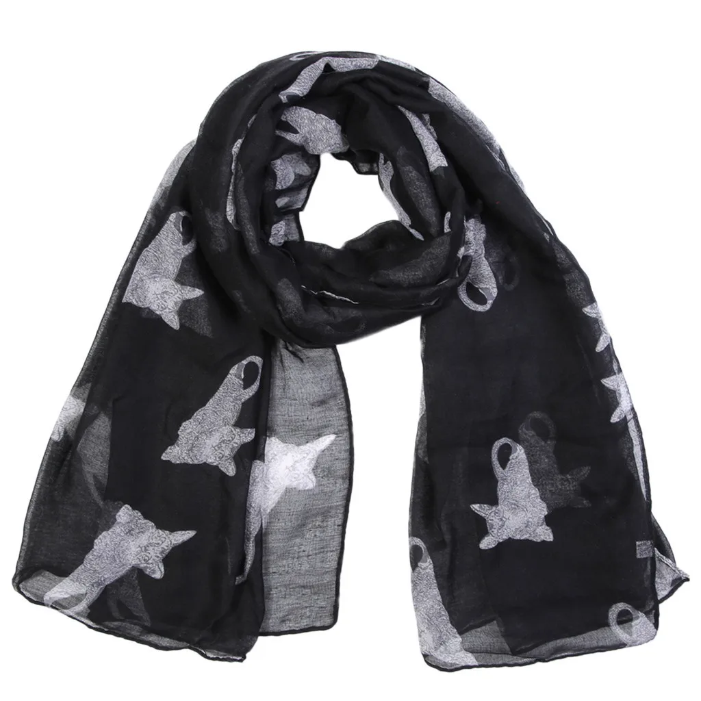 Женский Длинный шарф SAGACE шифоновая шаль с принтом кота повседневный пляжный