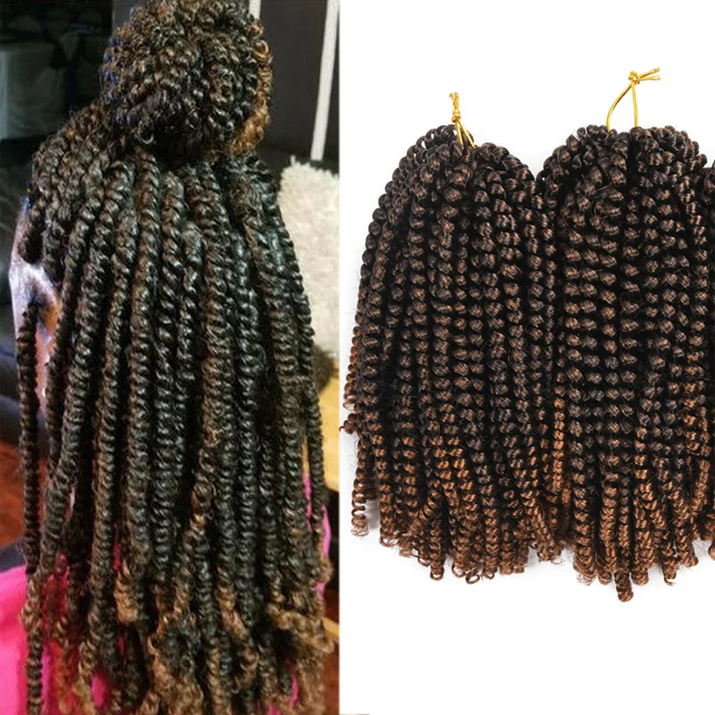 8 дюймов вязанные крючком косички Омбре весна крученые волосы канекалон
