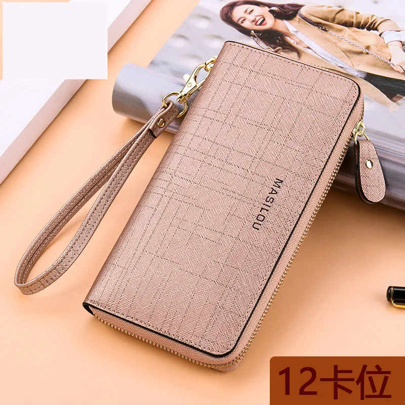 Women Split Leather High Quality Wallets Female Solid Color Zipper Coin Purse Ladies Fashion Design Card Holder Clutch Phone Bag