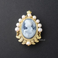 zhen d gold plated copper beauty mirror brooches pin freshwater akoya pearls elegant gift lapel pins for girlfriend wife women