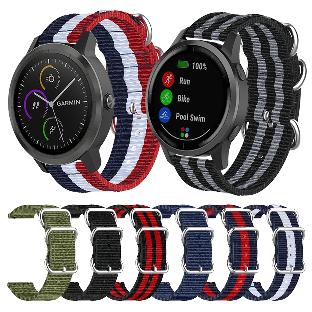 Ремешок тканый нейлоновый для Garmin Vivoactive 3 4 браслет часов CAME Forerunner 245 645 18 мм 22 20