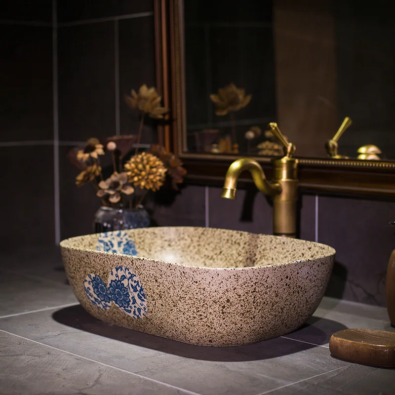 Европейский Винтажный стиль художественная фарфоровая Столешница Раковина