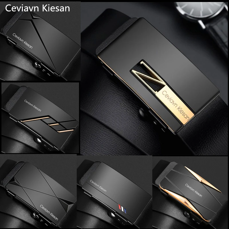 Мужской ремень из натуральной кожи с автоматической пряжкой сплава | Аксессуары