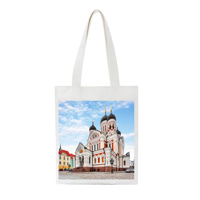 Складная женская сумка для покупок SCCFMM с изображением белого дома Женская