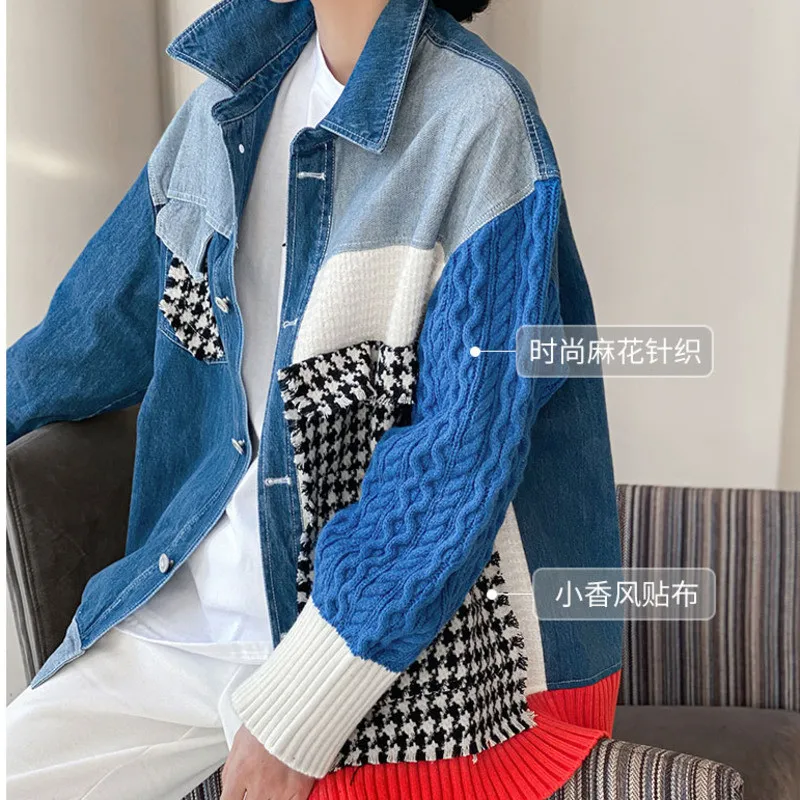 Пальто женское демисезонное с длинными рукавами и бахромой синее | Женская