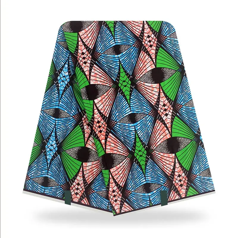 

African Wax Dye Prints Cotton Fabric 100%Soft Breathable Veritable High Quality Sewing Material For Women Dress 6 Yards S-P 109
