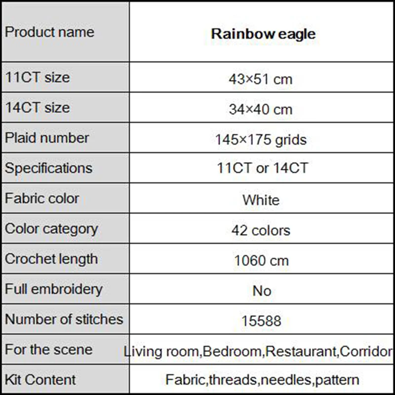 Набор для рукоделия Joy Sunday Радужный Орел вышивка крестом счетный DMC 11CT14CT